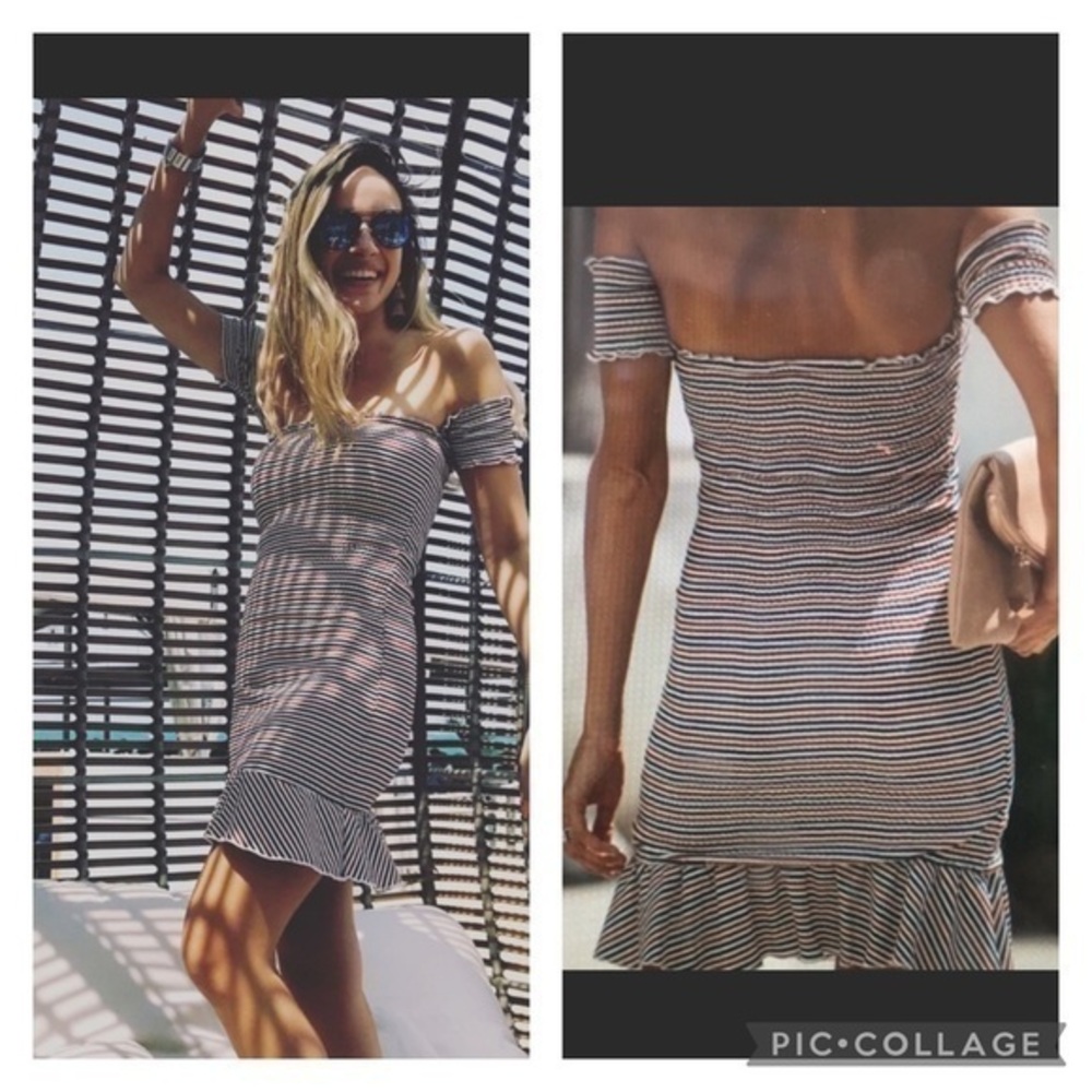 Vici smock style off the shoulder Americana dress